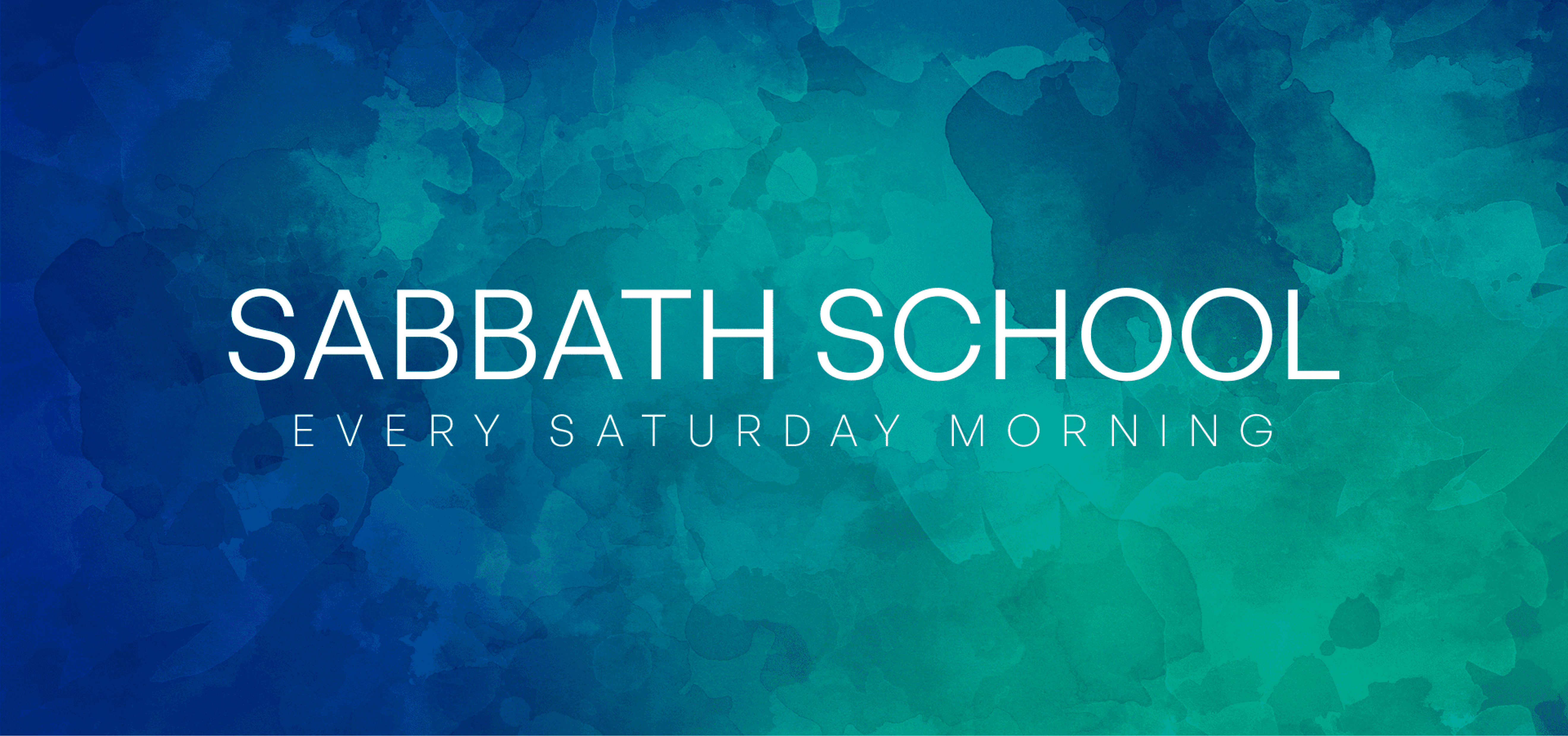 green-blue background with sabbath school text